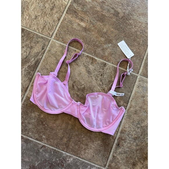 Aerie Smoothez Mesh Balconette Unlined Bra Raspberry Peak 32D - Picture 4 of 8